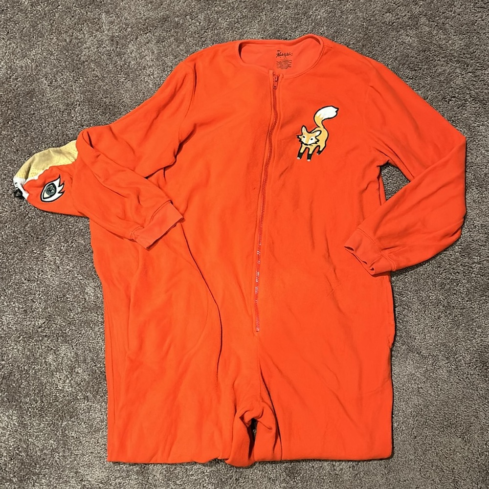 Nick & Nora red fox one piece footie adult pajamas